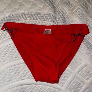 Black and red double buckle swim briefs